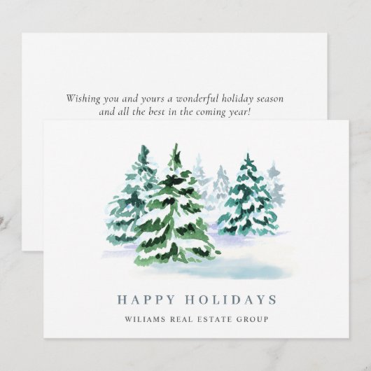 Elegant Pine Tree kerst Corporate Greening Feestdagenkaart (Voorkant / Achterkant)