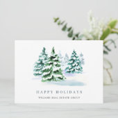 Elegant Pine Tree kerst Corporate Greening Feestdagenkaart (Staand voorkant)