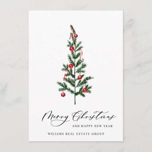 Elegant Pine Tree kerst Corporate Greening Feestdagenkaart (Voorkant)