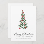 Elegant Pine Tree kerst Corporate Greening Feestdagenkaart (Voorkant / Achterkant)