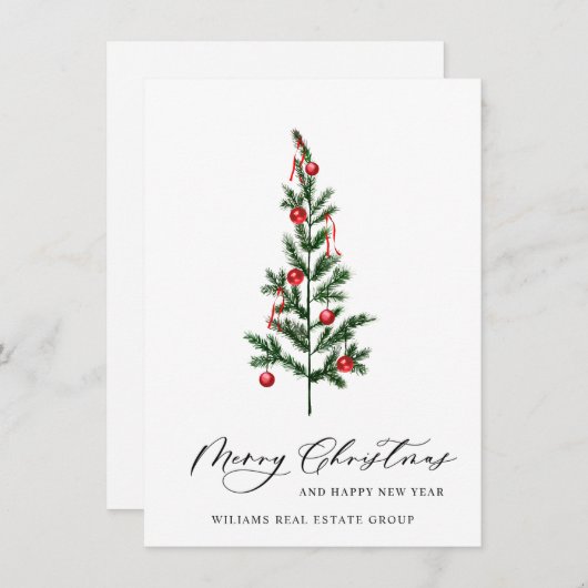 Elegant Pine Tree kerst Corporate Greening Feestdagenkaart (Voorkant / Achterkant)