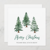 Elegant Pine Tree kerst Corporate Greening Feestdagenkaart (Voorkant / Achterkant)