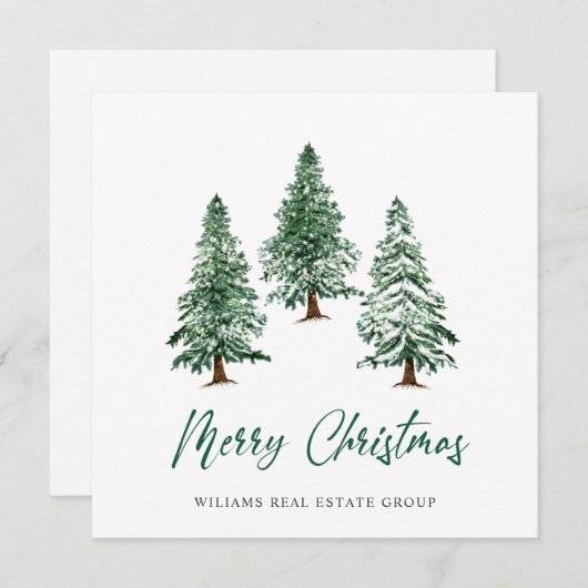 Elegant Pine Tree kerst Corporate Greening Feestdagenkaart (Voorkant / Achterkant)