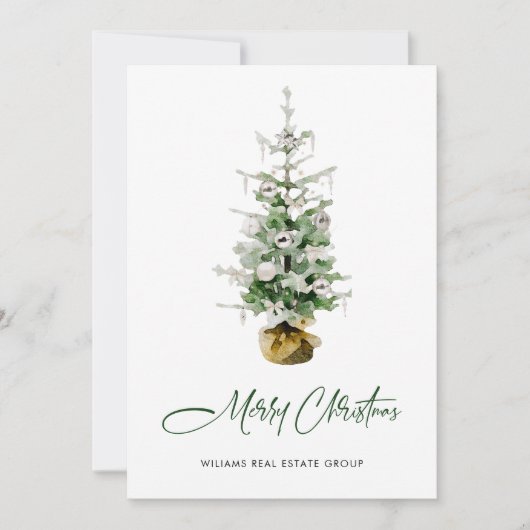 Elegant Pine Tree kerst Corporate Greening Feestdagenkaart (Voorkant)