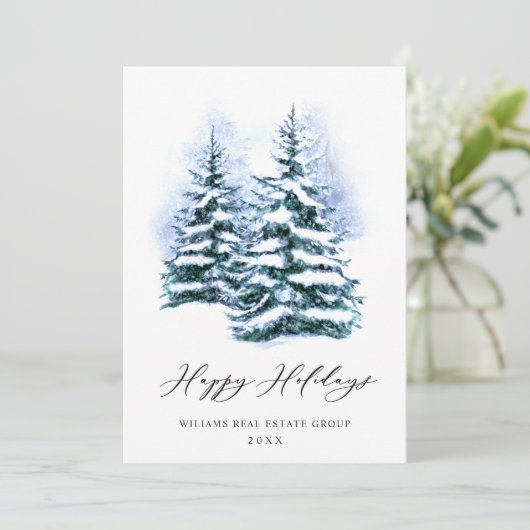 Elegant Pine Tree kerst Corporate Greening Feestdagenkaart (Staand voorkant)