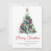 Elegant Pine Tree kerst Corporate Greening Feestdagenkaart (Voorkant)