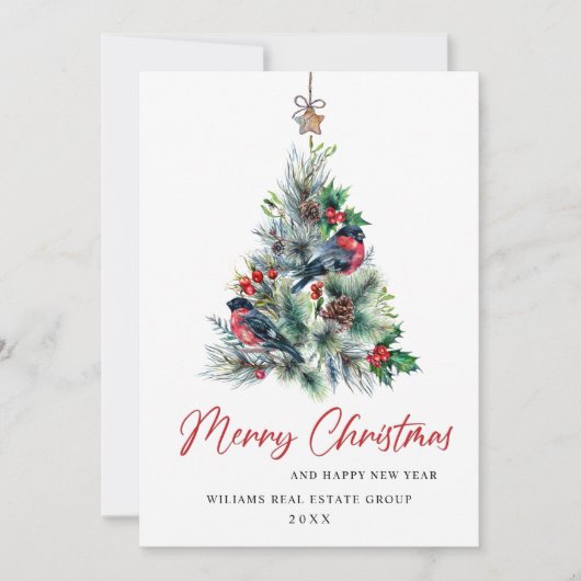 Elegant Pine Tree kerst Corporate Greening Feestdagenkaart (Voorkant)