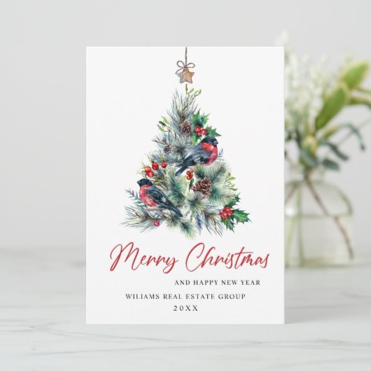 Elegant Pine Tree kerst Corporate Greening Feestdagenkaart (Staand voorkant)