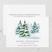 Elegant Pine Tree kerst Corporate Greening Feestdagenkaart (Voorkant / Achterkant)