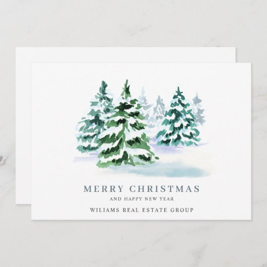 Elegant Pine Tree kerst Corporate Greening Feestdagenkaart (Voorkant / Achterkant)