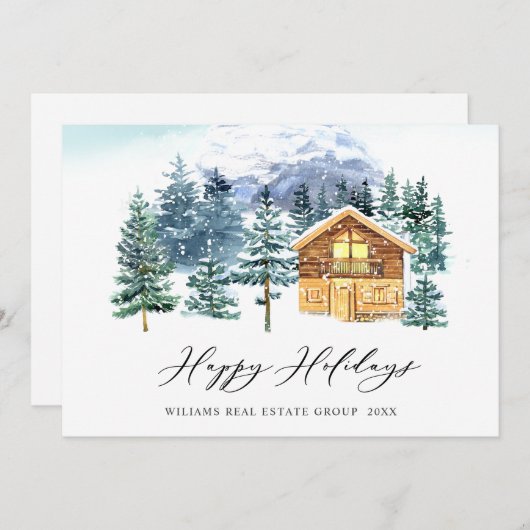 Elegant Pine Tree kerst Corporate Greening Feestdagenkaart (Voorkant / Achterkant)