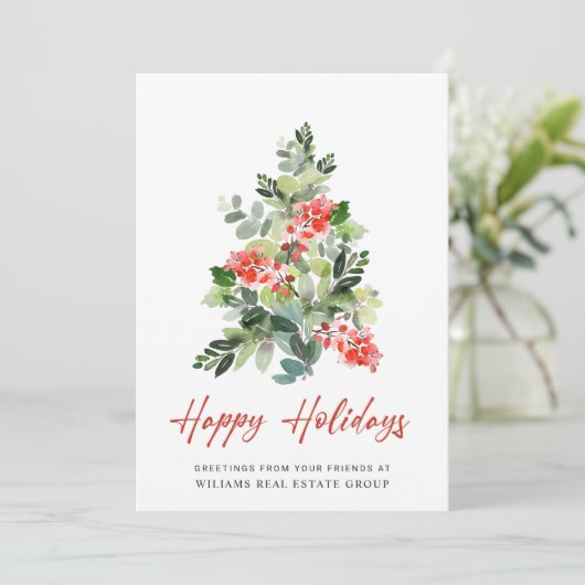 Elegant Pine Tree kerst Corporate Greening Feestdagenkaart (Staand voorkant)