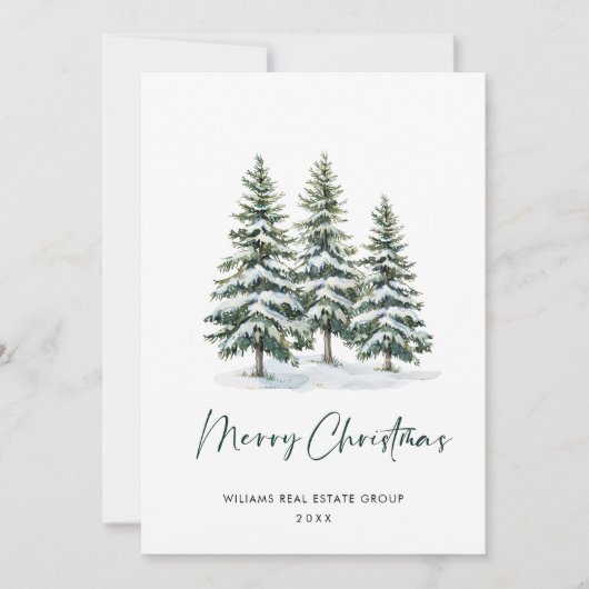 Elegant Pine Tree kerst Corporate Greening Feestdagenkaart (Voorkant)