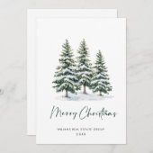 Elegant Pine Tree kerst Corporate Greening Feestdagenkaart (Voorkant / Achterkant)