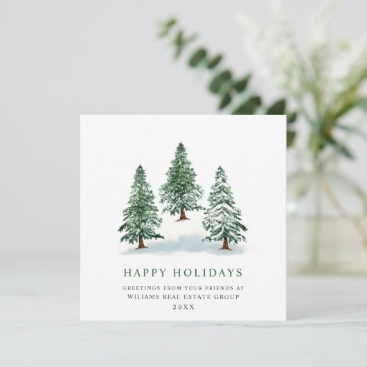 Elegant Pine Tree kerst Corporate Greening Feestdagenkaart (Staand voorkant)