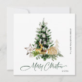 Elegant Pine Tree kerst Corporate Greening Feestdagenkaart (Voorkant)