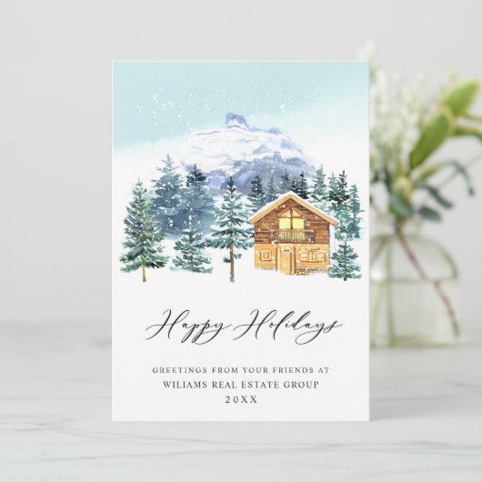 Elegant Pine Tree kerst Corporate Greening Feestdagenkaart (Staand voorkant)