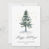 Elegant Pine Tree kerst Corporate Greening Feestdagenkaart (Voorkant)