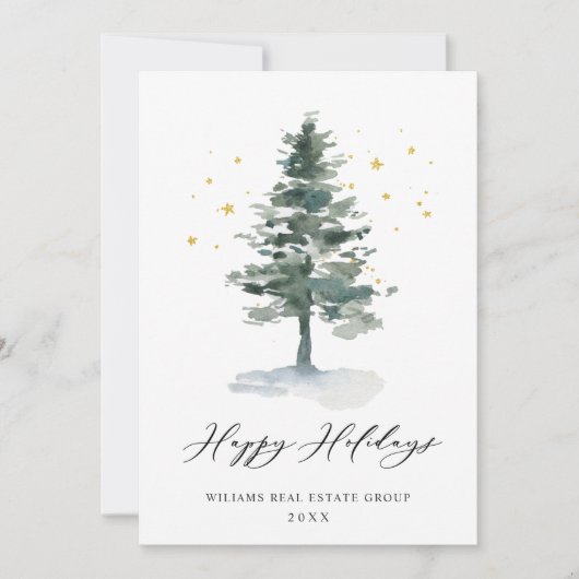 Elegant Pine Tree kerst Corporate Greening Feestdagenkaart (Voorkant)
