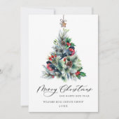 Elegant Pine Tree kerst Corporate Greening Feestdagenkaart (Voorkant)