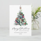 Elegant Pine Tree kerst Corporate Greening Feestdagenkaart (Staand voorkant)