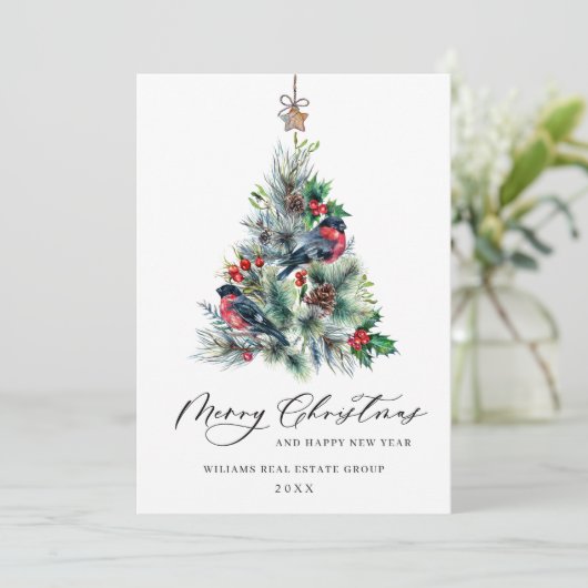 Elegant Pine Tree kerst Corporate Greening Feestdagenkaart (Staand voorkant)