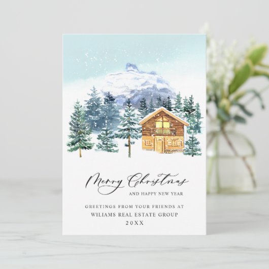 Elegant Pine Tree kerst Corporate Greening Feestdagenkaart (Staand voorkant)