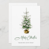 Elegant Pine Tree kerst Corporate Greening Feestdagenkaart (Voorkant / Achterkant)