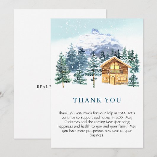 Elegant Pine Tree kerst Corporate Holiday Bedankkaart (Voorkant / Achterkant)