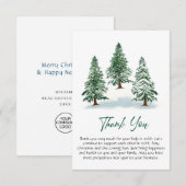 Elegant Pine Tree kerst Corporate Holiday Bedankkaart (Voorkant / Achterkant)