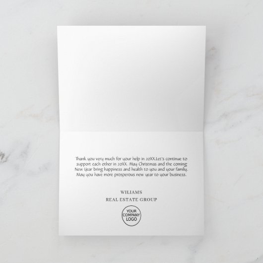 Elegant Pine Tree kerst Corporate Holiday Bedankkaart (Binnen)