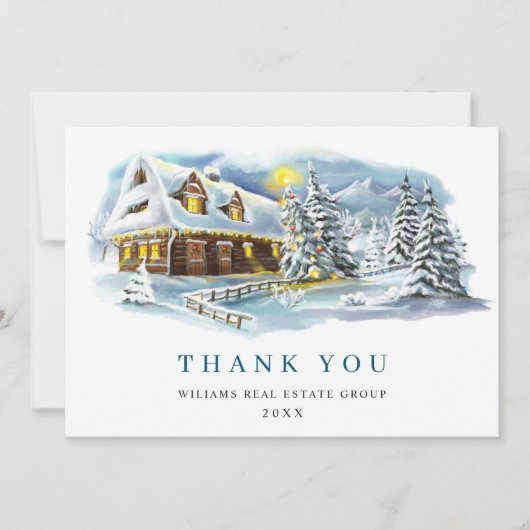 Elegant Pine Tree kerst Corporate Holiday Bedankkaart (Voorkant)