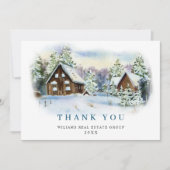 Elegant Pine Tree kerst Corporate Holiday Bedankkaart (Voorkant)