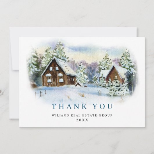 Elegant Pine Tree kerst Corporate Holiday Bedankkaart (Voorkant)