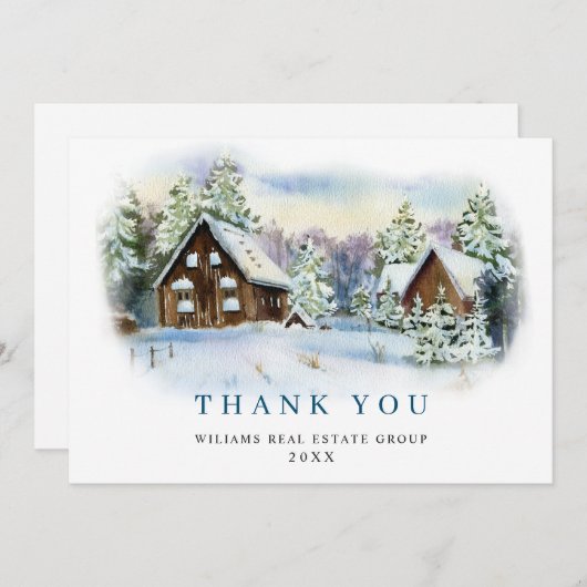 Elegant Pine Tree kerst Corporate Holiday Bedankkaart (Voorkant / Achterkant)