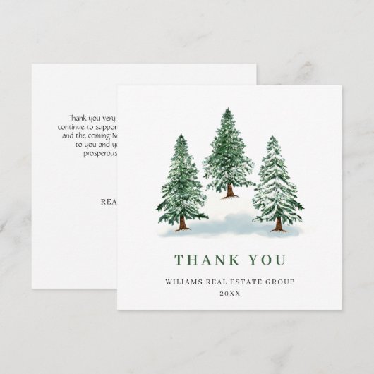 Elegant Pine Tree kerst Corporate Holiday Bedankkaart (Voorkant / Achterkant)