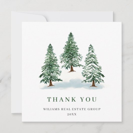Elegant Pine Tree kerst Corporate Holiday Bedankkaart (Voorkant)