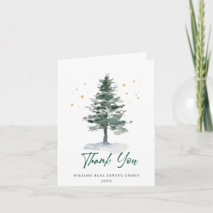 Elegant Pine Tree kerst Corporate Holiday Bedankkaart
