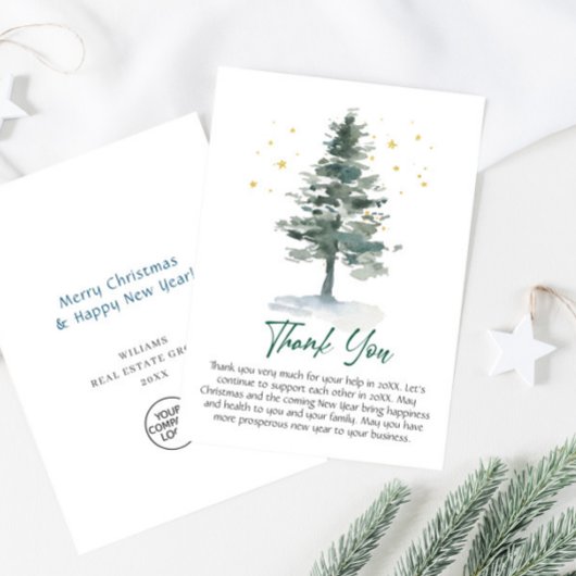 Elegant Pine Tree kerst Corporate Holiday Bedankkaart