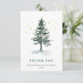 Elegant Pine Tree kerst Corporate Holiday Bedankkaart (Staand voorkant)