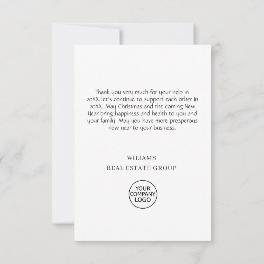 Elegant Pine Tree kerst Corporate Holiday Bedankkaart (Achterkant)