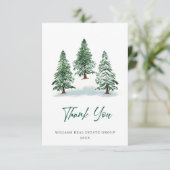 Elegant Pine Tree kerst Corporate Holiday Bedankkaart (Staand voorkant)