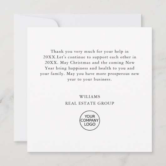 Elegant Pine Tree kerst Corporate Holiday Bedankkaart (Achterkant)