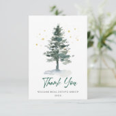 Elegant Pine Tree kerst Corporate Holiday Bedankkaart (Staand voorkant)