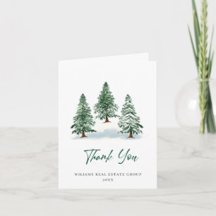 Elegant Pine Tree kerst Corporate Holiday Bedankkaart