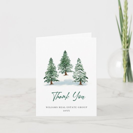 Elegant Pine Tree kerst Corporate Holiday Bedankkaart (Voorkant)