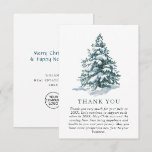 Elegant Pine Tree kerst Corporate Holiday Bedankkaart