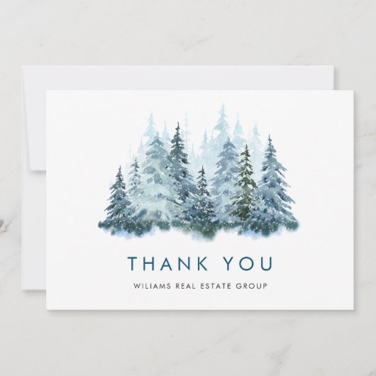 Elegant Pine Tree kerst Corporate Holiday Bedankkaart (Voorkant)