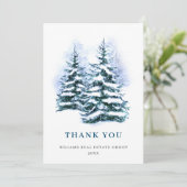 Elegant Pine Tree kerst Corporate Holiday Bedankkaart (Staand voorkant)