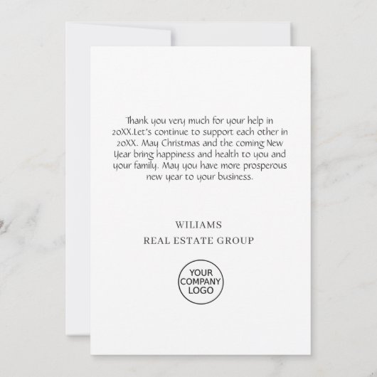 Elegant Pine Tree kerst Corporate Holiday Bedankkaart (Achterkant)